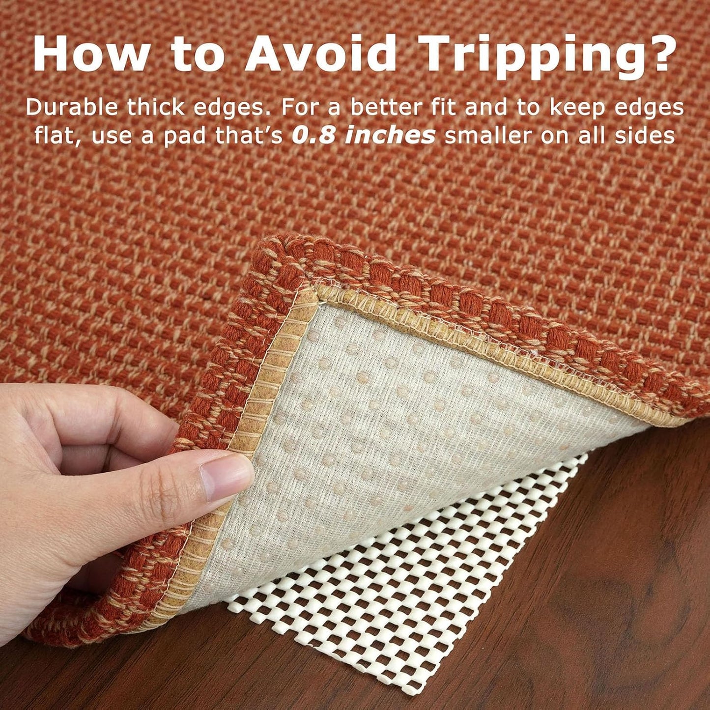 KOZYFLY Washable Area Rug 6x9 ft Rubber Backed Non Slip Rugs for Living Room Braided Cotton Bedroom Rug Woven Office Rugs Indoor Outdoor Floor Carpets for Dining Bedroom Living Room, Orange/Tan