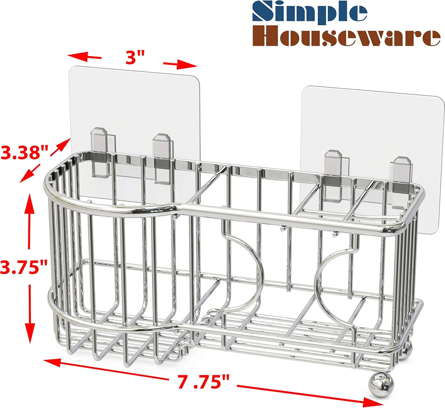 Simple Houseware Stainless Steel 6 Slots Toothbrush Holder Adhesive Wall Organizer, Chrome