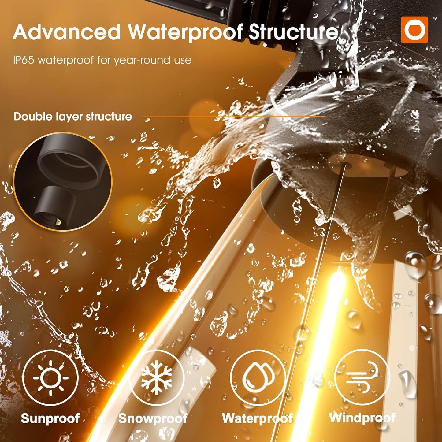 addlon 100FT LED Outdoor String Lights with Edison Shatterproof Bulbs, Heavy-Duty and Weatherproof Strand, Commercial Grade Patio Lights, Decorative for Garden or Patio, Black