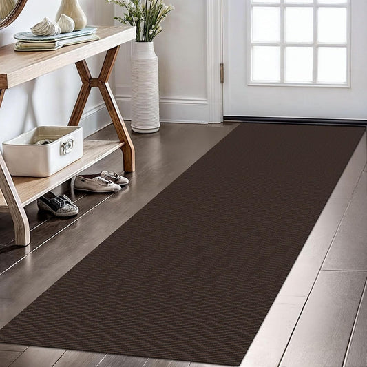 KOZYFLY Washable Runner Rug 2x6 Ft Runners for Hallways Non Slip Kitchen Runners Braided Cotton Entryway Runner Indoor, Carpet for Hallway Kitchen Entryway Bedroom, Dark Coffee/Brown