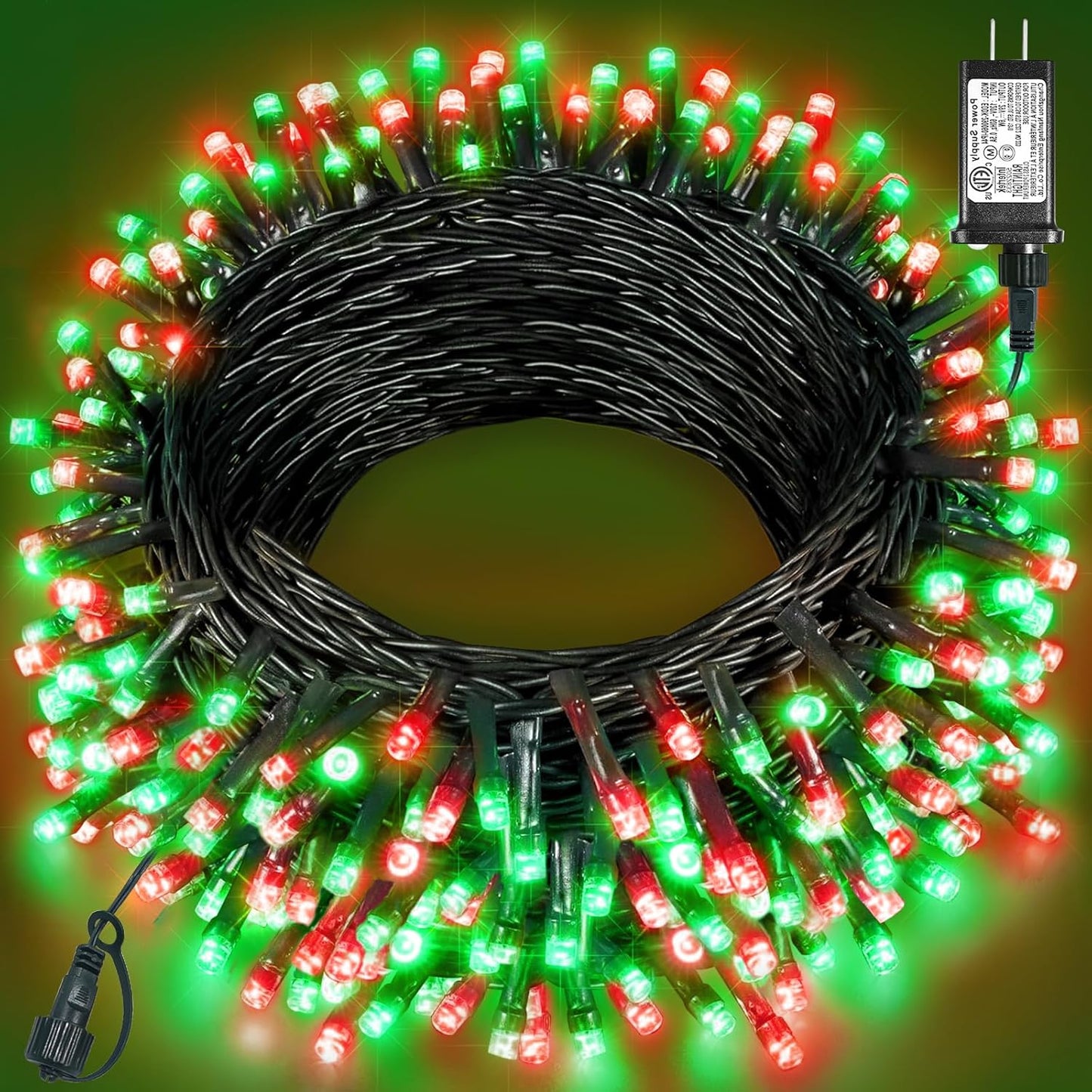 80FT 240 LED Christmas Lights Outdoor, Connectable Christmas Tree Lights, Waterproof & 8 Modes & Timer, Green Wire String Light Indoor for Home Garden Party Holiday Decorations, Red Green