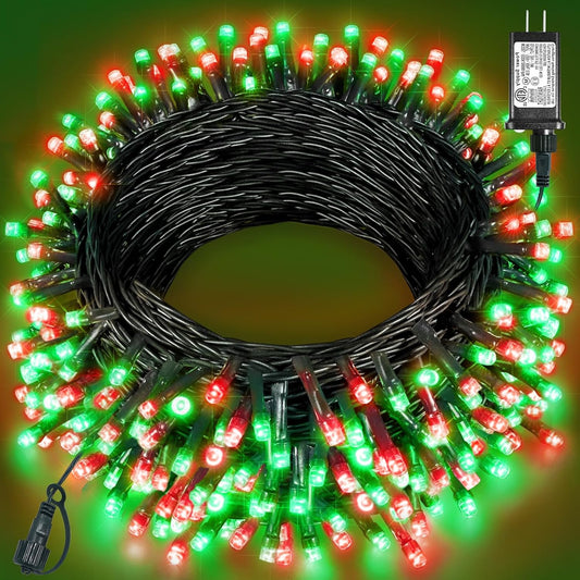 80FT 240 LED Christmas Lights Outdoor, Connectable Christmas Tree Lights, Waterproof & 8 Modes & Timer, Green Wire String Light Indoor for Home Garden Party Holiday Decorations, Red Green
