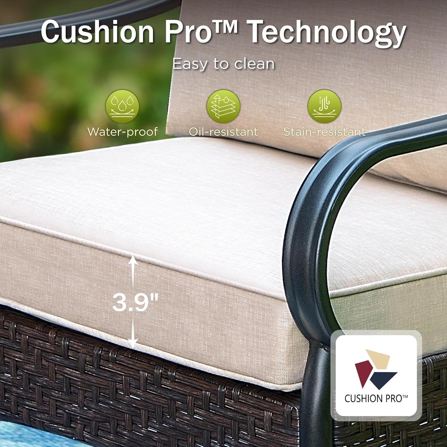 PHI VILLA Outdoor Dining Set for 6, All-Weather Patio Table and Chairs Set for 6 with Umbrella, Heavy Duty Rectangle Patio Table Set for Deck, 6 Large Outdoor Stationary Dining Chairs with Cushions