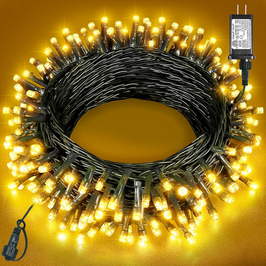 40FT 120 LED Christmas Lights Outdoor, Warm White Christmas Tree Lights with 8 Modes & Waterproof, Connectable Plug in String Light for Indoor Bedroom Yard Party Wedding Decorations