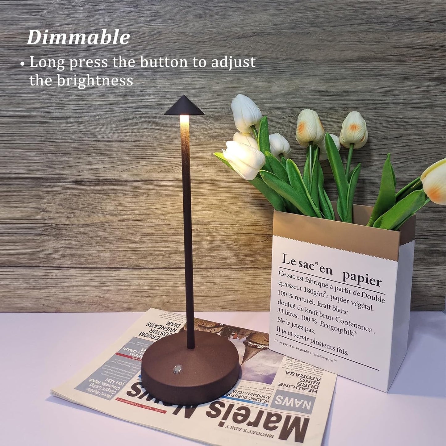 Rechargeable Cordless Table Lamps,Modern Battery Operated Table lamp,Portable LED Touch 2 Levels Brightness Dimmable Bar Lamp,Small Lamp in Aluminum for Bars,Restaurant,Living Room(Rust)