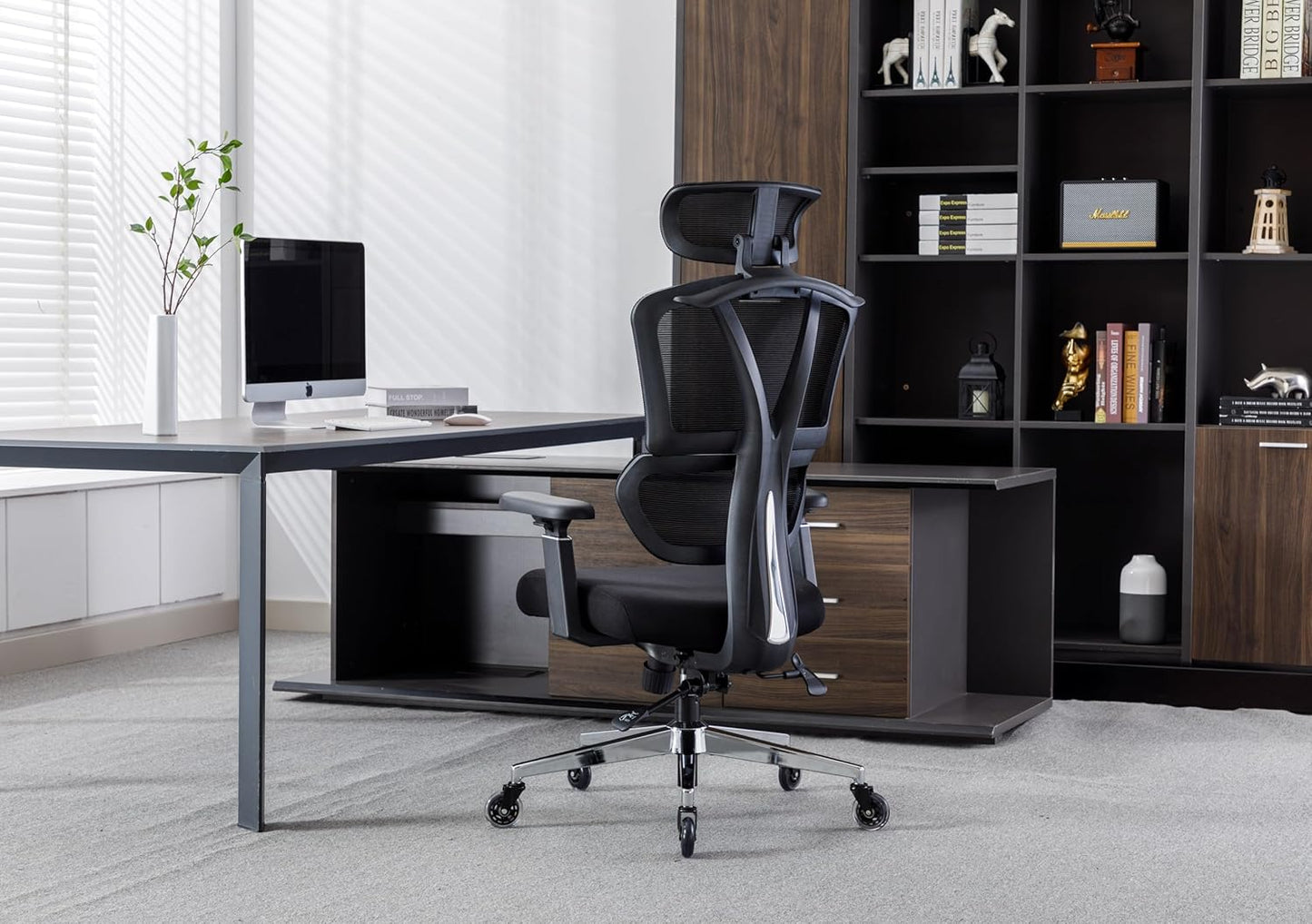 Ergonomic Office Chair, Black high-Back Office Chair, Lumbar Support Office Chair Suitable for Home Reading, Business Meetings and Home Office.