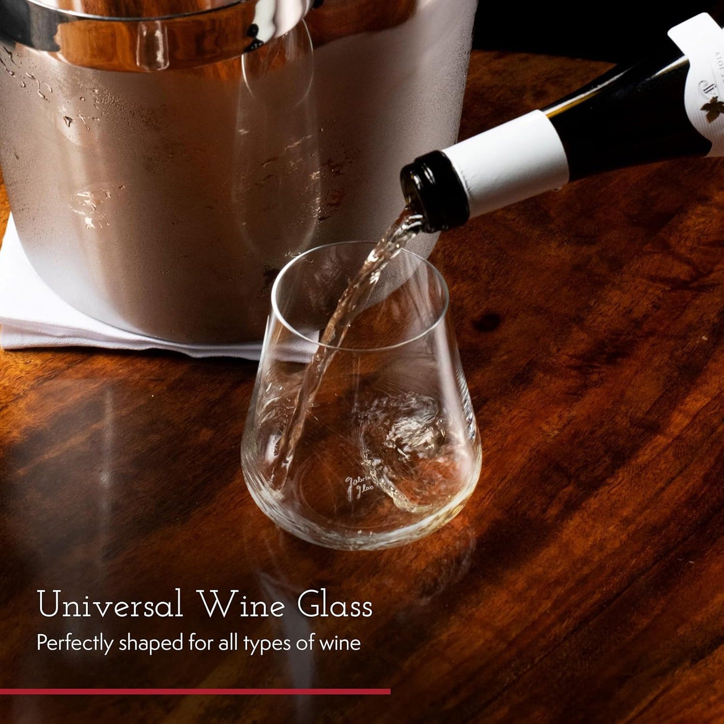 Gabriel-Glas Stemless Crystal Wine Glasses, Set of 6 - Premium, Universal Drinking Glass for Wine, Beer, Whiskey, and Cocktails - Dishwasher Safe, Lead-Free, 470 ml