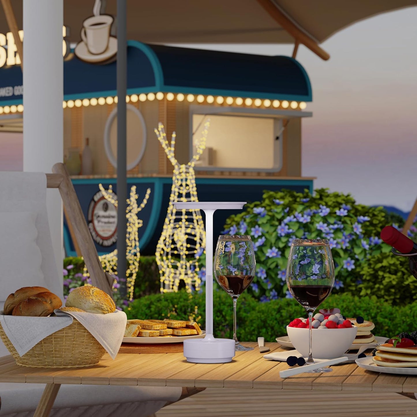 Cordless Table Lamp 2P Light Purple Portable Lights LED Rechargeable Battery Operated 3 Levels Brightness IP54 Waterproof Memory Function for Outdoor Patio Travel Cafe Restaurant