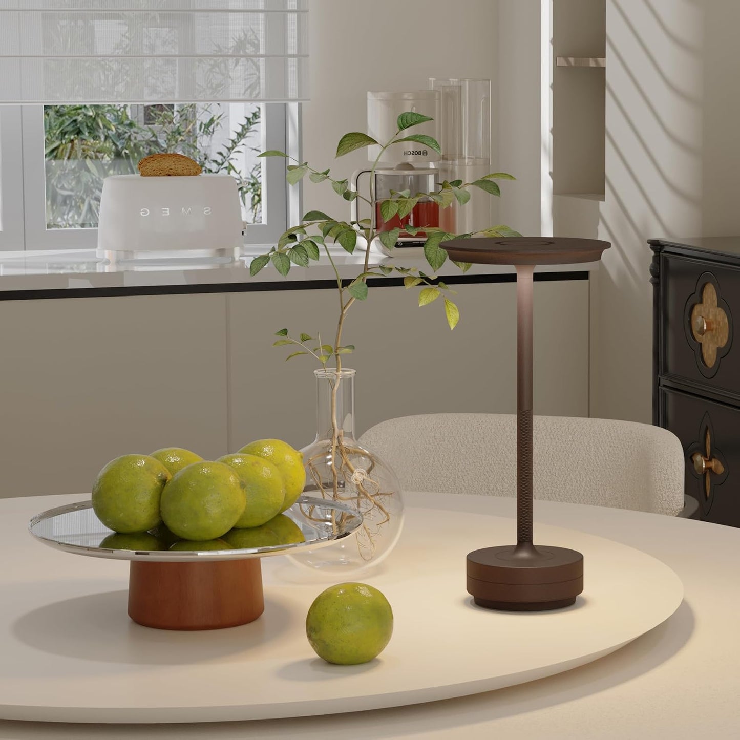 Rechargeable Cordless Table Lamp,LED Battery Operated Portable Table Light with 3 Color Stepless Dimming, Memory Function - IP54 Waterproof for Outdoor, Restaurant, Patio, BBQ(Rust)