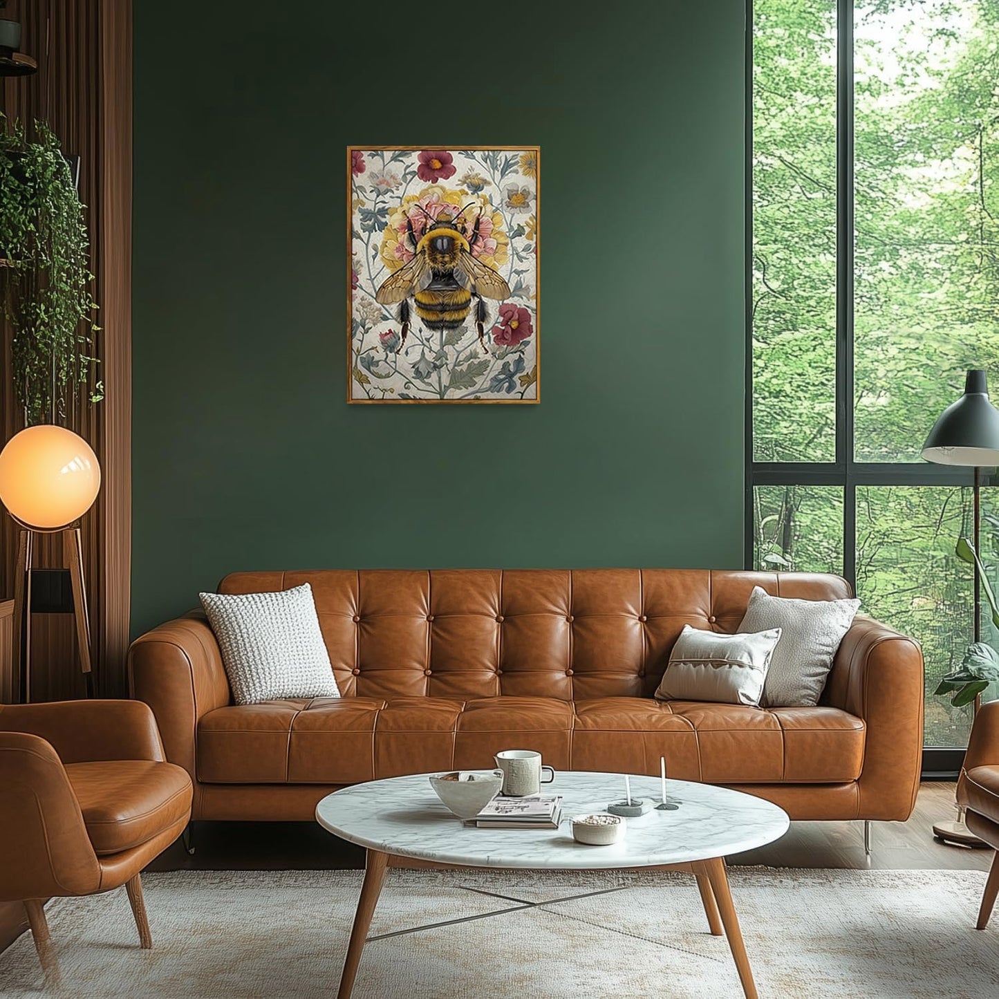 Djmwtb Vintage Framed Wall Art Bee Canvas Wall Art Prints Botanical Flower Painting Nature Pictures Artwork for Bedroom Living Room Office 12x16in