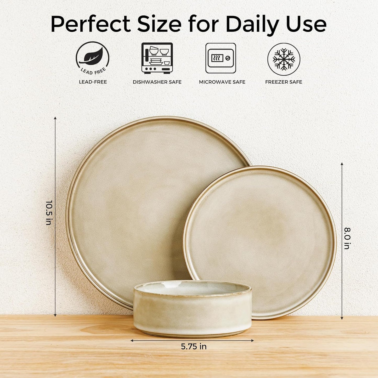 AmorArc Ceramic Dinnerware Sets, Handmade Reactive Glaze Stoneware Plates and Bowls Sets,Highly Chip and Crack Resistant | Dishwasher & Microwave Safe Dishes Set, Service for 8 (24pc)