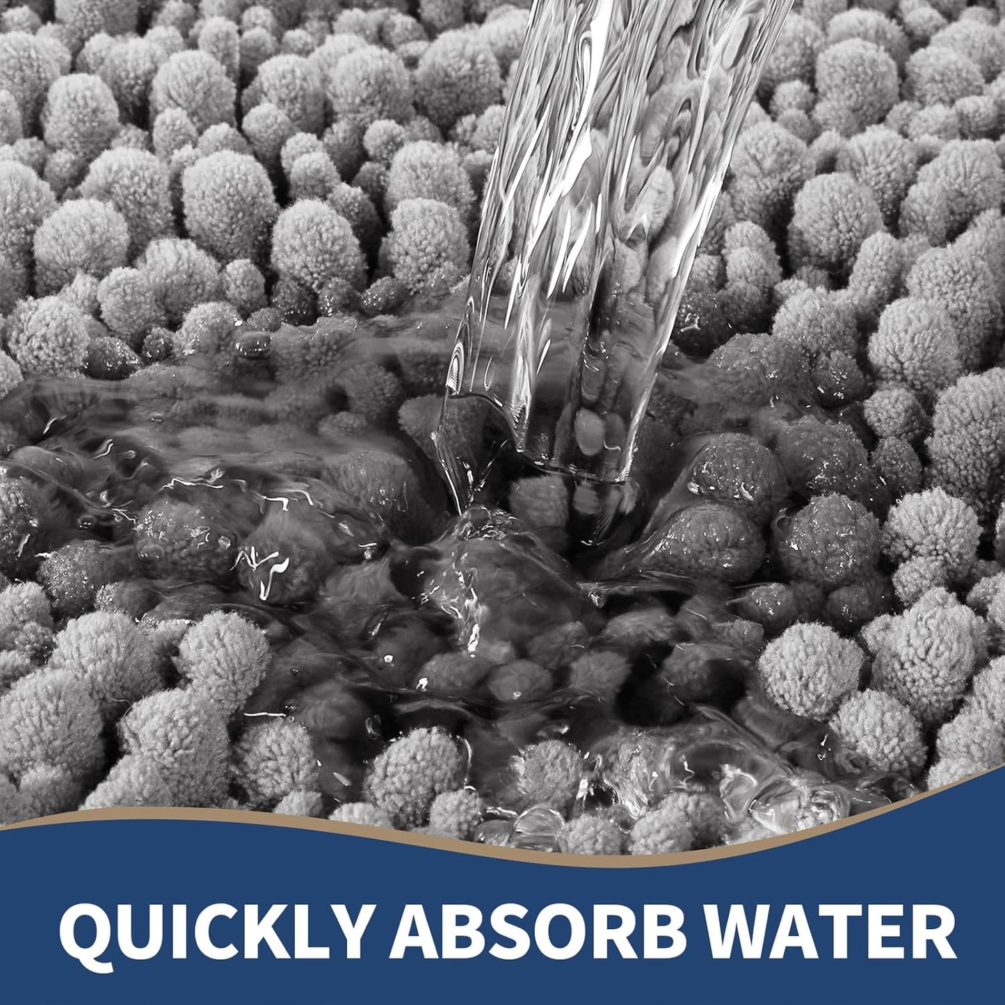 Yimobra Gray Bathroom Rugs Sets 2 Piece - Luxury Chenille Shaggy Bath Mat, Super Absorbent & Non Slip & Quick Dry, Soft Thick Bathroom Carpet for Tub Shower Floor, Machine Washable, 44x24+24x17 Inch