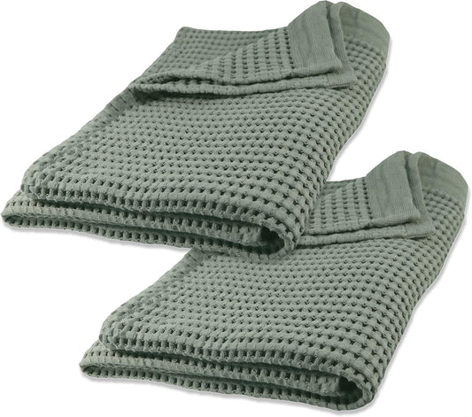 GILDEN TREE Waffle Bath Sheet Quick Dry Towel, Thin Luxury Bath Towels, 40x80 Large Bath Towels 2 Pack Bath Sheets, Modern Style (Sage Grey)
