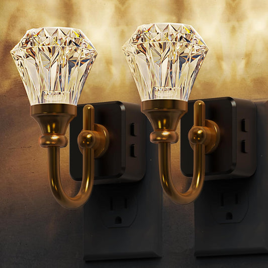 L LOHAS LED Night Lights Plug into Wall - 2 Pack 10-Color Changing RGB Floral Night Lights with Auto Sensor, 3 Brightness Levels, Rotatable Plug in Nightlight for Bedroom, Nursery, Hallway, Gift