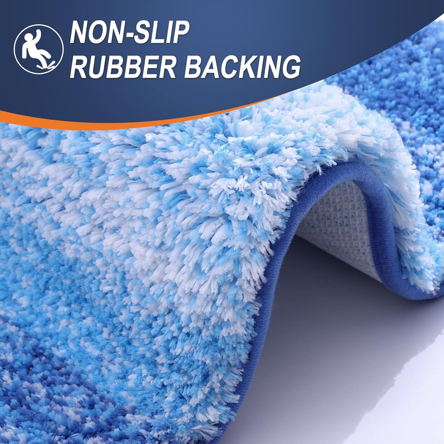 OLANLY Bathroom Rug Set 2 Piece, Soft Absorbent Microfiber Bath Rug Set, Non-Slip, Machine Wash Dry, Plush Shaggy Bath Mats for Bathroom (30"x20"+24"x16", Light Royal Blue)