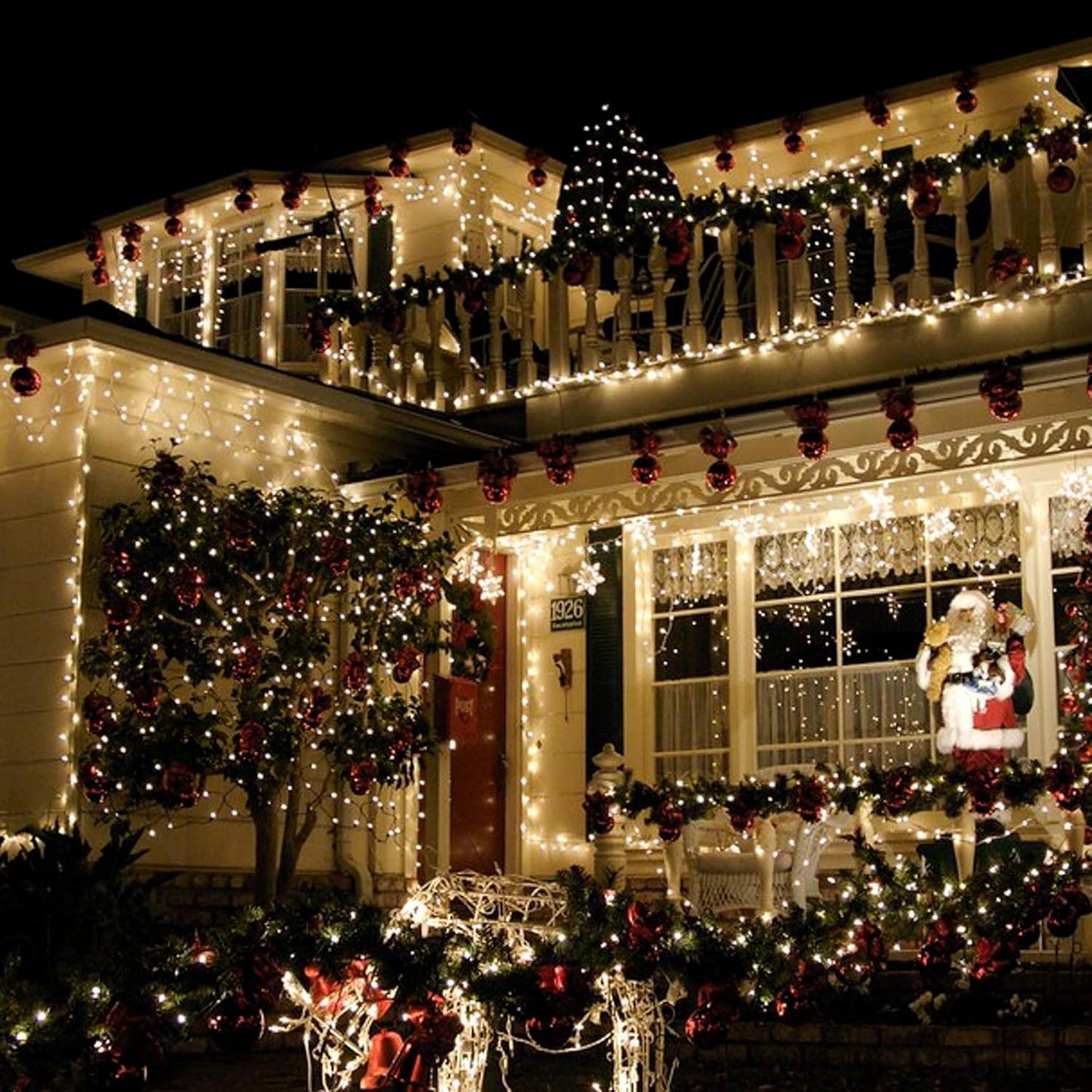 TW SHINE Christmas Lights, 200 LED 66FT Outdoor Christmas Lights Plug in with 8 Modes, Waterproof Light Outdoor, Indoor Xmas Decorations for Party Yard House Decor, Warm White