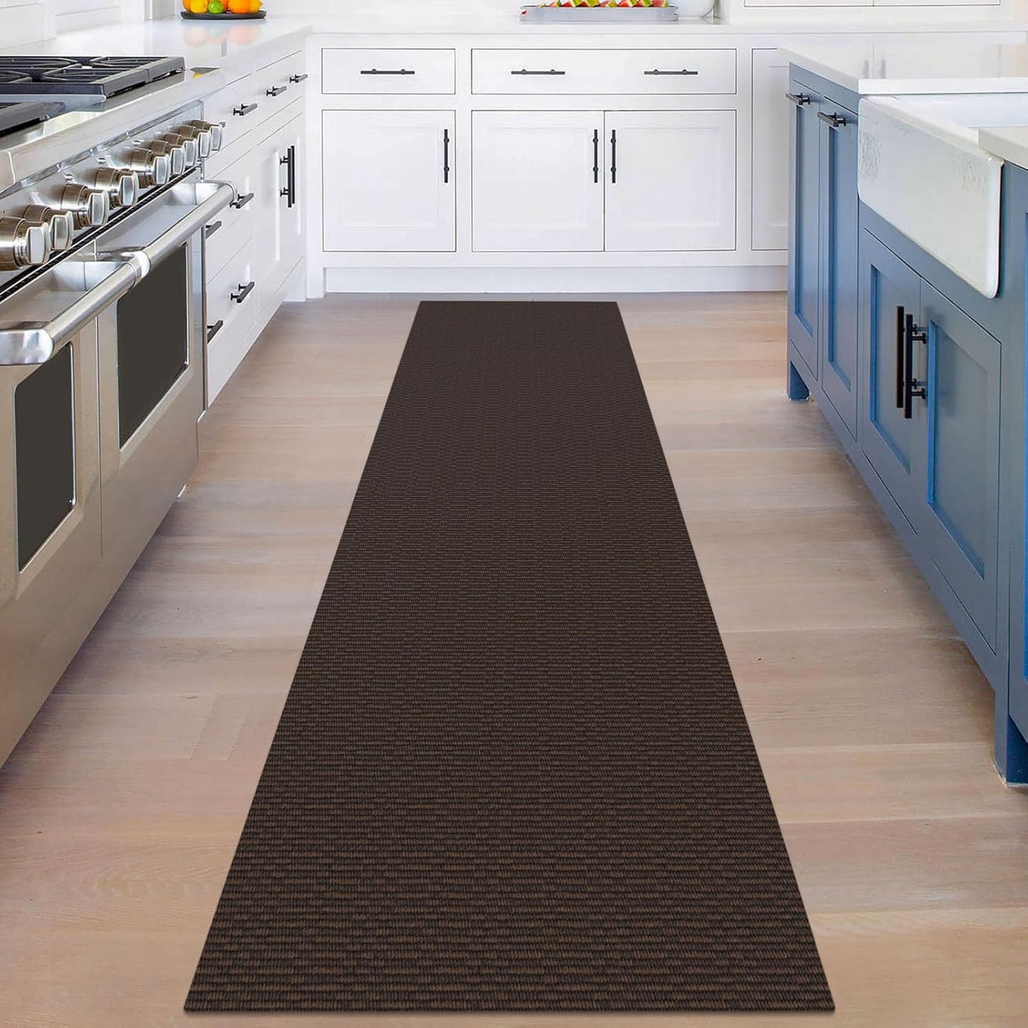 KOZYFLY Washable Runner Rug 2x8 Ft Runners for Hallway Rubber Backed Kitchen Runner Rugs Braided Cotton Entryway Runner Indoor, Carpet Runners for Hallway Entryway Bedroom, Dark Coffee/Brown
