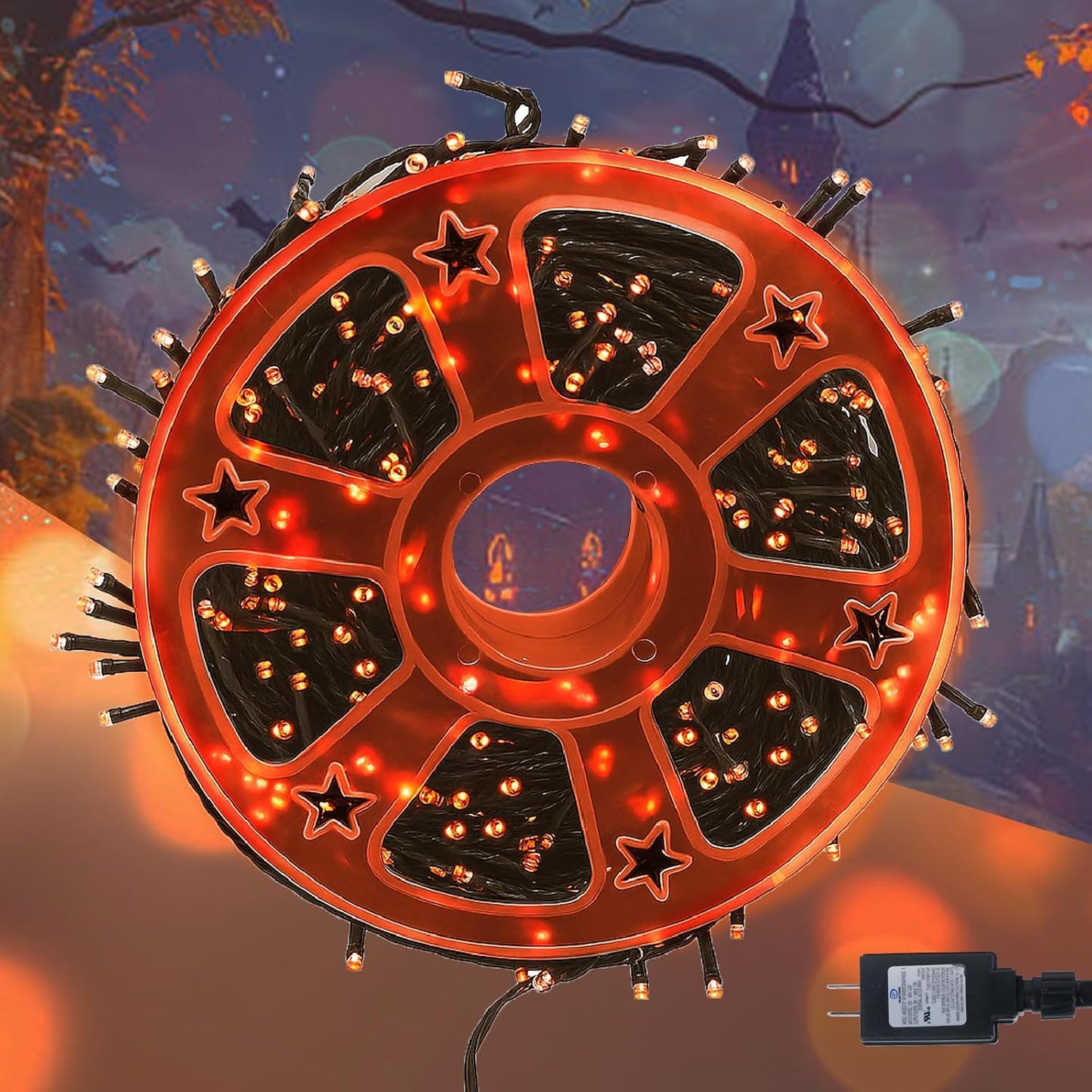 Kwaiffeo Orange Halloween Lights 500LED 164FT 8 Modes Orange String Lights Outdoor Indoor for Halloween Decorations Fall Decor Yard Tree Party Outside