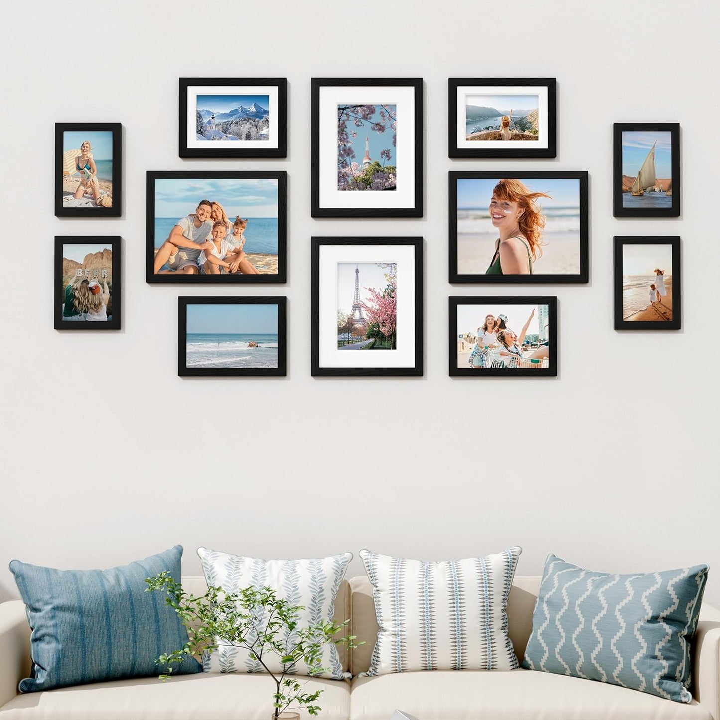 Vittanly Picture Frames Collage Wall Decor for Mounting or Tabletop Display, Gallery Wall Frame Set for Family, Multi Sizes Including 4pcs 8x10, 4pcs 5x7, 4pcs 4x6, Black