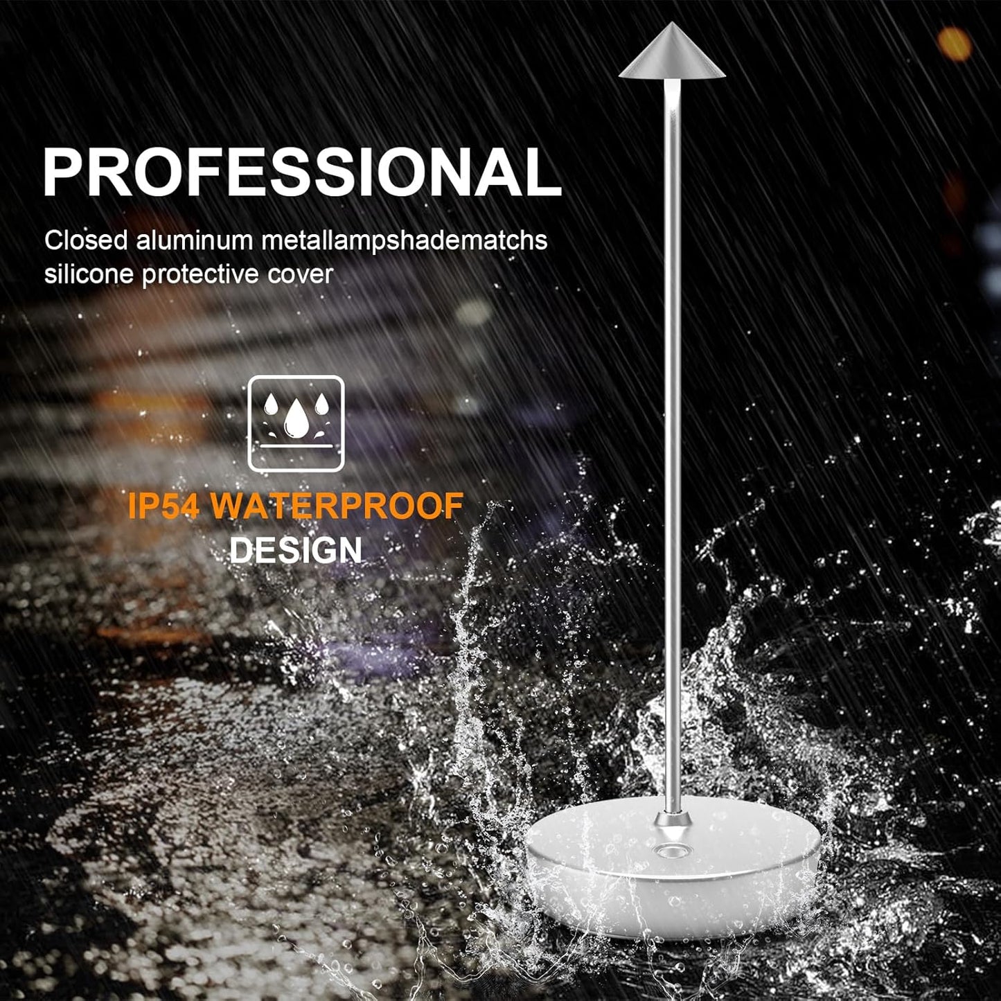 2Pack Rechargeable Cordless Table Lamp, Portable Powered LED Battery 6000mAh Metal USB Desk Lamp, 3 Levels Brightness Light for Restaurants Outdoor (2pack Silver)