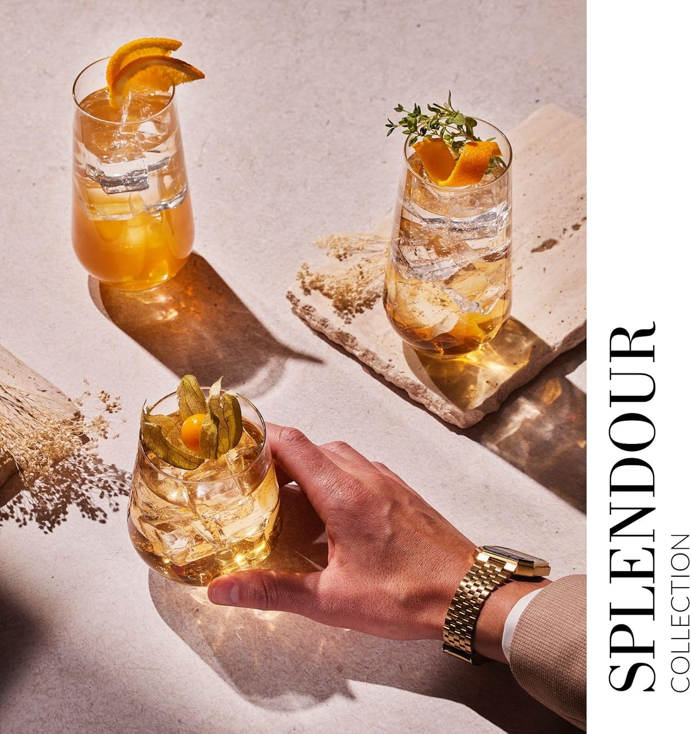 Krosno Tall Water, Juice, Drinking Glasses, Set of 6, 16.2 oz, Splendour Collection, Highball & Tumbler Crystal Glass, Dishwasher Safe, Made in Europe