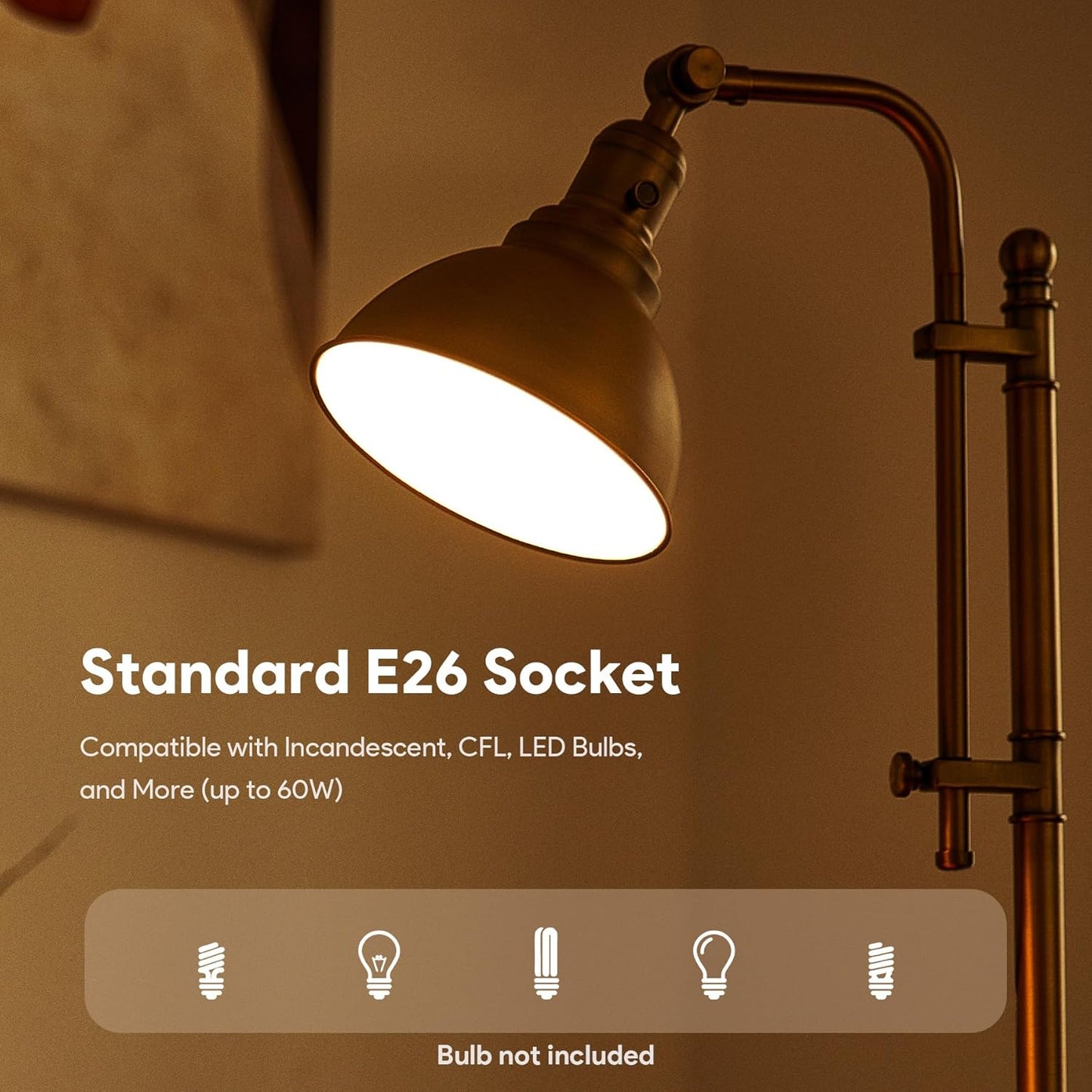 VONLUCE Rustic Desk Lamp Gold Adjustable, Industrial Style Metal Task Lamps 25"-29", Vintage Work Light, Farmhouse Reading Lamp in Brushed Gold Finish, ETL Certificate