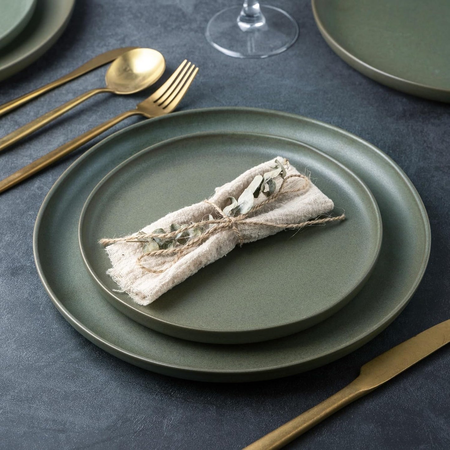 AmorArc Stoneware Dinnerware Sets, Wavy Rim Ceramic Plates and Bowls Sets, Highly Chip and Crack Resistant | Dishwasher & Microwave & Oven Safe Dishes set, Service for 4 (12pc)