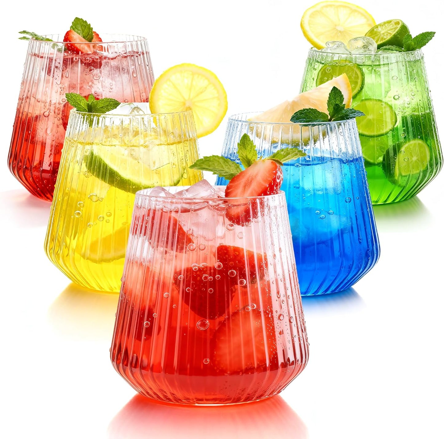 36 Pcs 12 oz Plastic Ribbed Wine Glasses, Reusable Champagne Glasses Elegant Whiskey Glasses Ideal for Weddings, Bars, Christmas, Halloween,Holidays,pool party,Daily Use