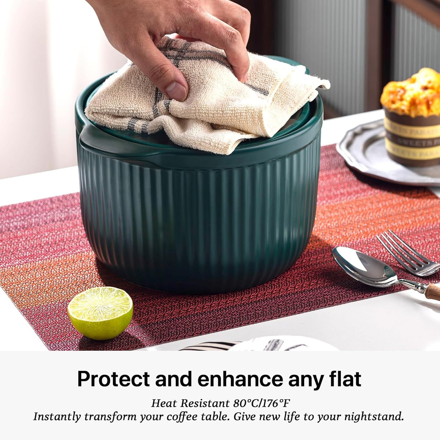 LEXMORE Placemats Set of 6 Vinyl/Plastic Woven Place Mats for Kitchen Table Indoor/Outdoor Washable Placemat Wipeable Dining Table Mats(Pomegranate Parade)