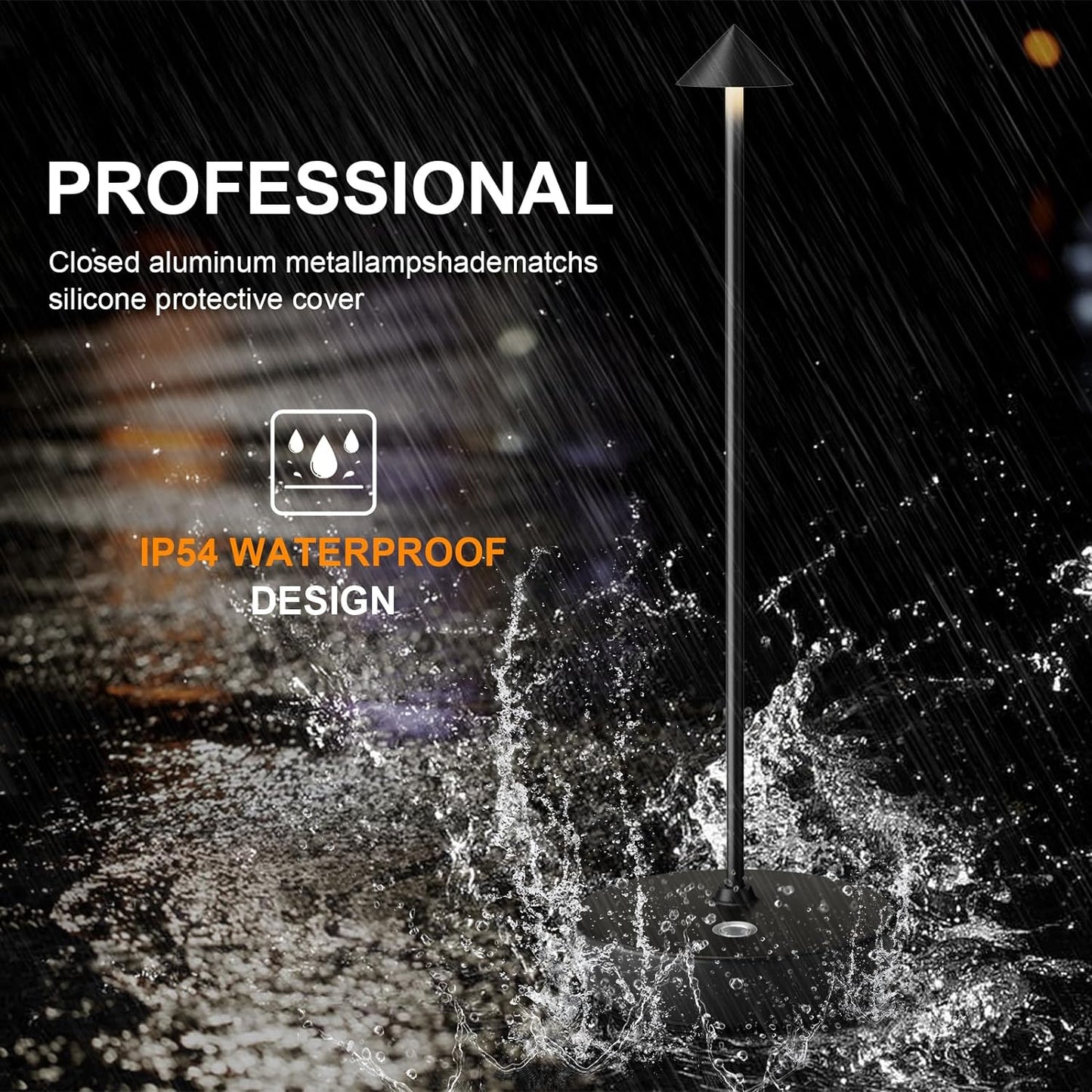 2Pack Rechargeable Cordless Table Lamp, Portable Powered LED Battery 6000mAh Metal USB Desk Lamp, 3 Levels Brightness Light for Restaurants Outdoor (2pack Black)