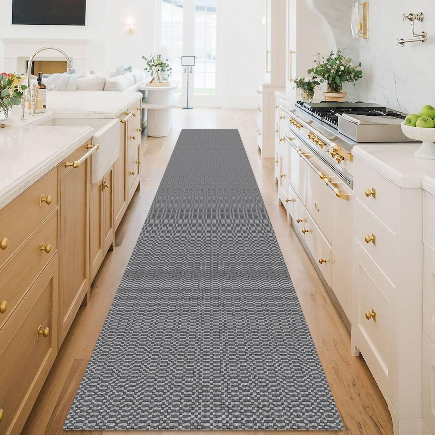 KOZYFLY Washable Runner Rug 3x18 ft Hallway Kitchen Runner Rugs with Rubber Backing Bobo Non Slip Entryway Runner Indoor, Long Carpet Runners for Hall Kitchen Entryway, Grey/Charcoal Grey