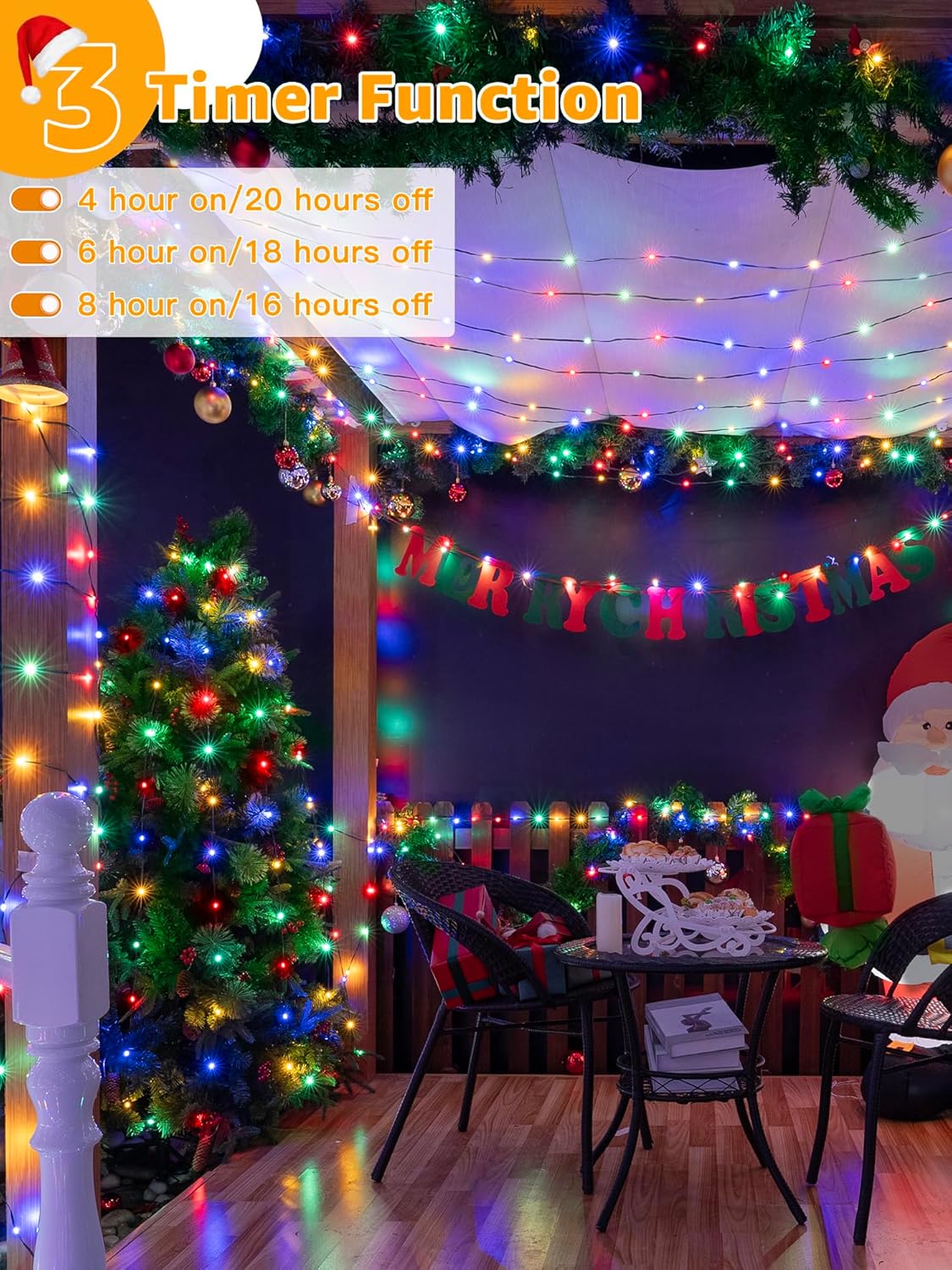 300 LED 98 FT Christmas Lights, Waterproof Outdoor String Lights with Remote and Timer, Christmas Tree Lights with 8 Modes Dimmable, Fairy Lights for Holiday Decor (Multicolor)