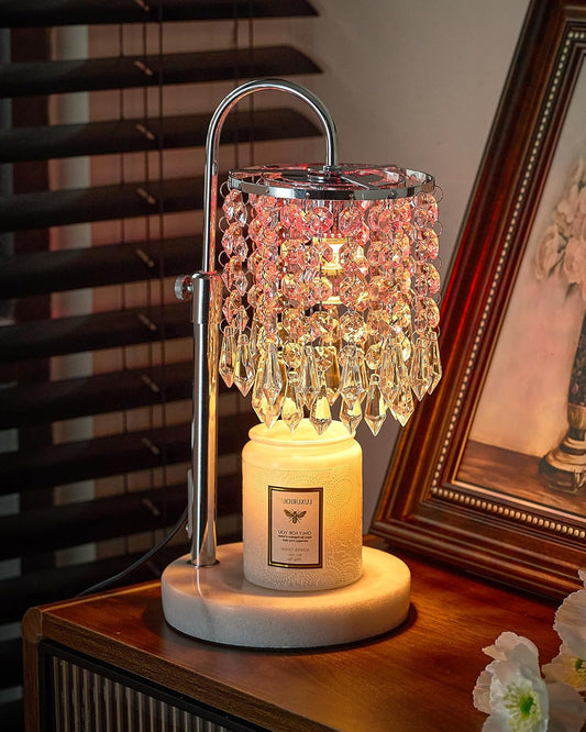 Candle Warmer Lamp with Timer Dimmer and 3 Bulbs, Lamp Candle Warmer with Marble Base,Wax Melt Warmer for Jar Candles, Birthday Gifts for Women Mom, House Warming Gifts New Home Decor