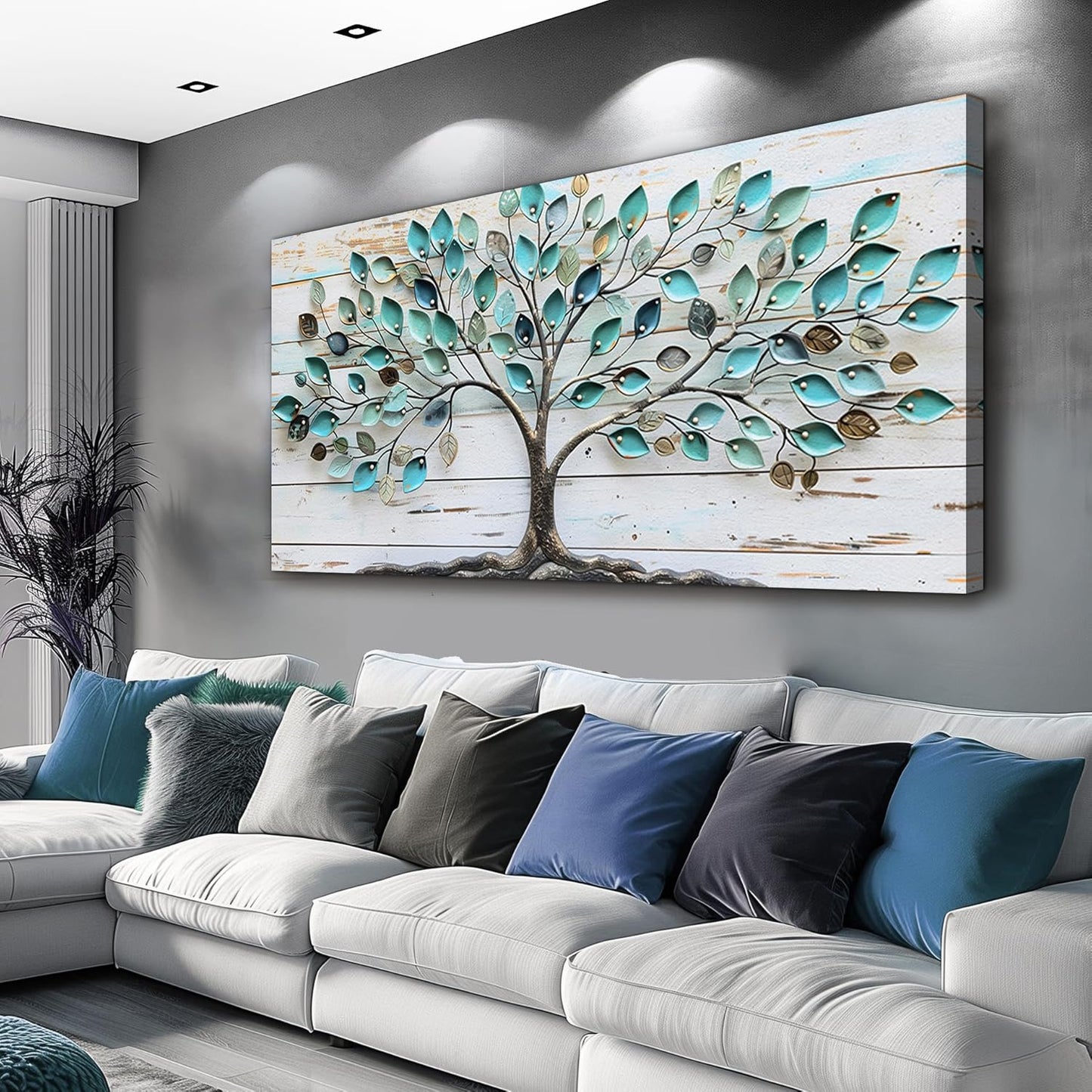 MHARTK66 Canvas Wall Art Colorful Trees Large Paintings For Living Room Abstract Wall Decor Bedroom Farmhouse Artwork For Office Blue Landscape Watercolor Pictures Rustic Wall Hanging Decor 20x40