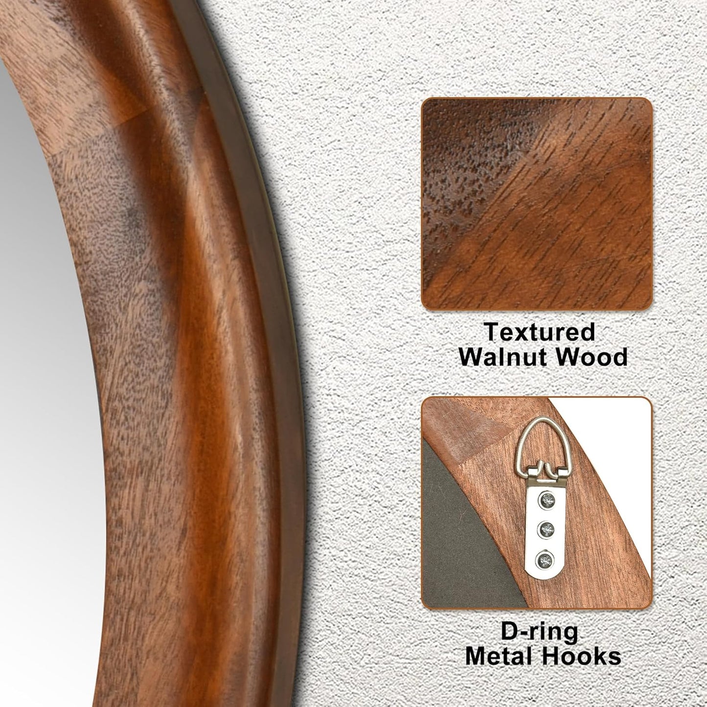 Round Wood Mirrors 30 Inch,Rustic Decorative Transitional Wall Mirror with Walnut Frame for Bathroom,Farmhouse Hanging Vanity Mirror for Entryway Living Room or Bedroom