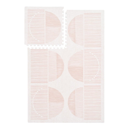 PopsyKosy Super 1 Inch Thick Premium Quality Exercise & Baby Foam Play Mats - Expandable & Large Non-Toxic Odorless Floor Mat - 6 Tiles Spacious 6x4ft, Peel-Resistant - Cream Pink