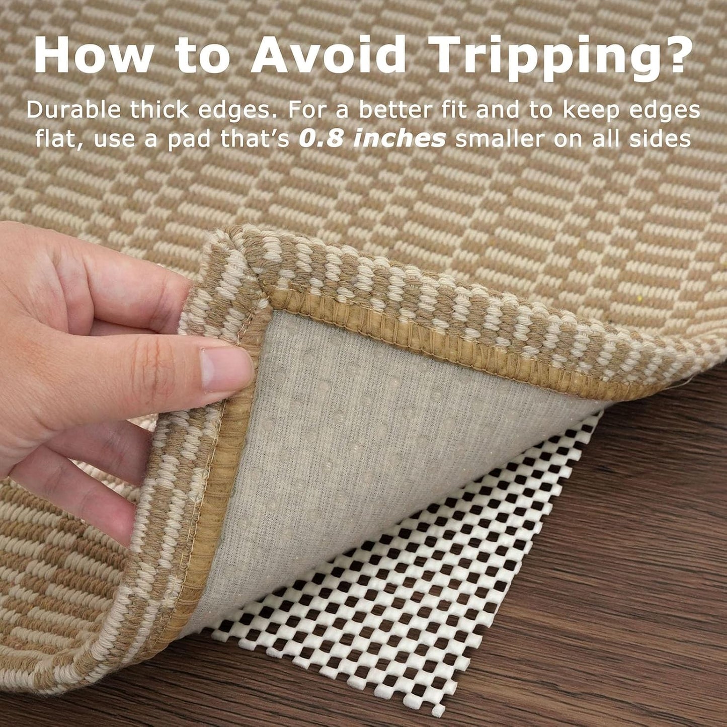 KOZYFLY Washable Entryway Rug 3x5 Ft Area Rugs Cotton Rubber Backed Throw Rugs Indoor Door Mat Kitchen Rugs Braided Floor Carpet for Front Entrance Bathroom Kitchen Living Room, Sand/Ivory