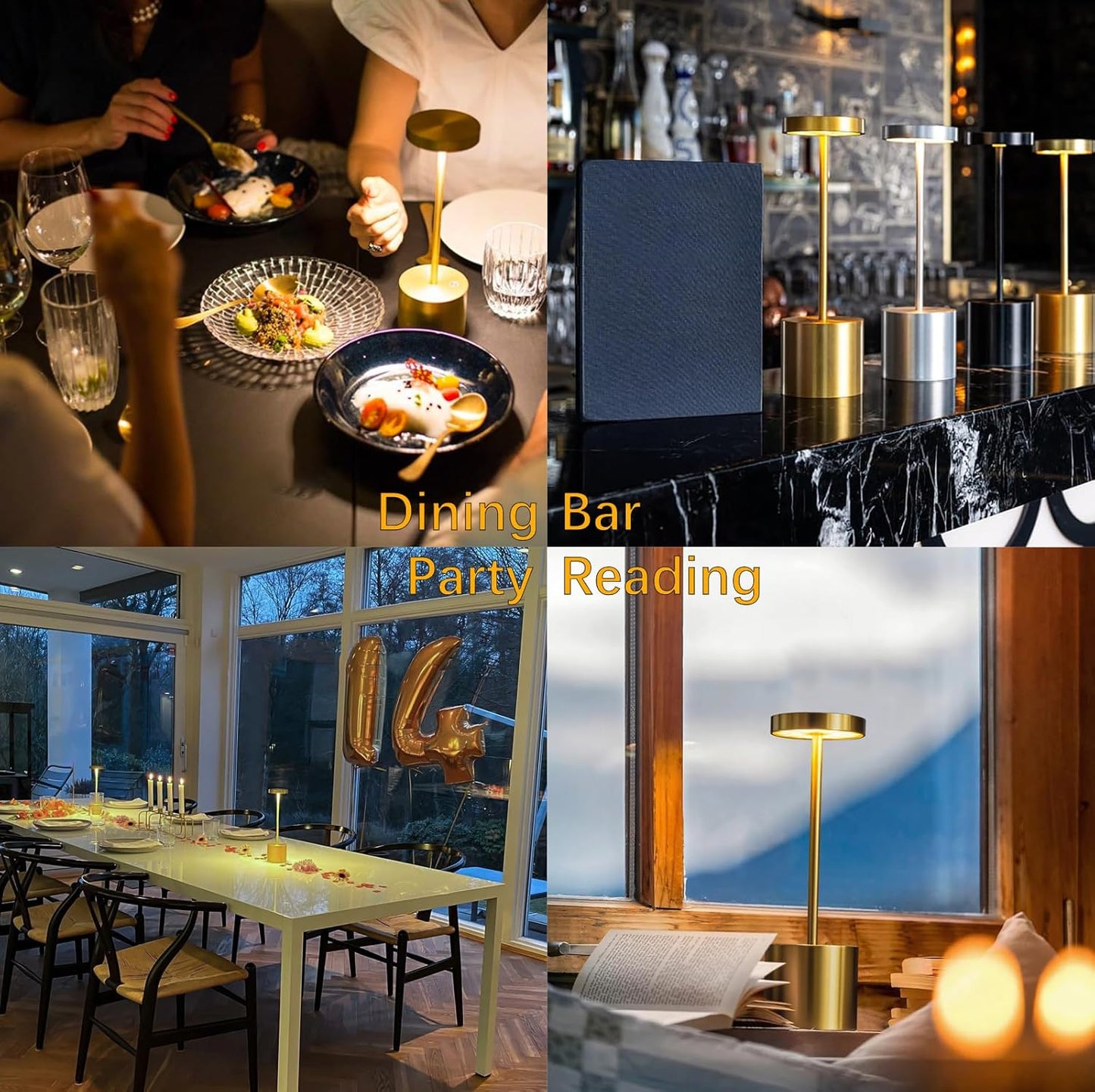 2 Pack Cordless Rechargeable Table Lamp, 3 Color Temperature & Dimmable, IP54 Waterproof Battery Operated Portable LED Light for Outdoor, Patio, Restaurant, Bedside, Shower (Glossy Gold)