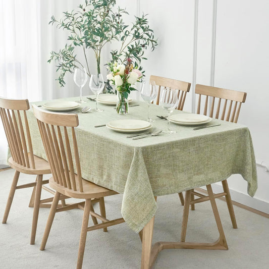 maxmill Flaxy Faux Linen Tablecloth with 2-Tone Slubby Texture Wrinkle Free Anti-Shrink Soft Table Cloth for Kitchen Dining Tabletop for Outdoor and Indoor Use Rectangle 60 x 84 Inch Sage
