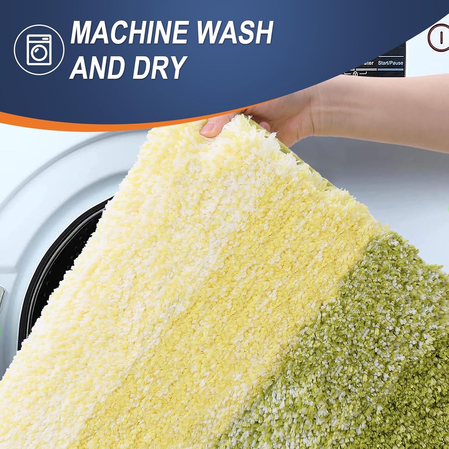 OLANLY Bathroom Rug Set 2 Piece, Soft Absorbent Microfiber Bath Rug Set, Non-Slip, Machine Wash Dry, Plush Shaggy Bath Mats for Bathroom (30"x20"+24"x16", Olive Green)