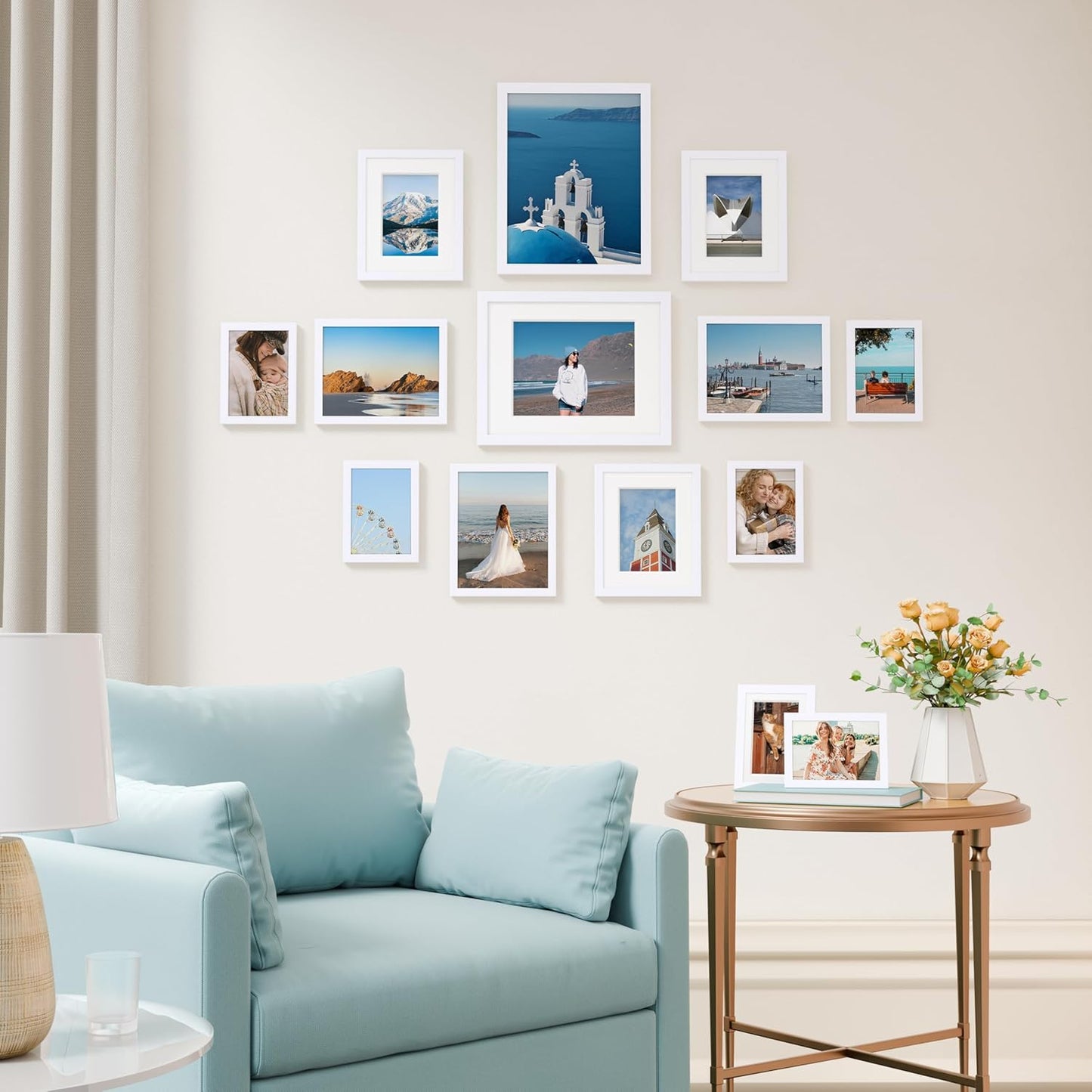 Vittanly 14 Pack Picture Frames Collage Wall Decor, Gallery Wall Frame Set with 2Pcs 11x14, 6Pcs 8x10 and 6Pcs 5x7 Photo Frames, Picture Frame Set for Wall Collage or Tabletop Display, White