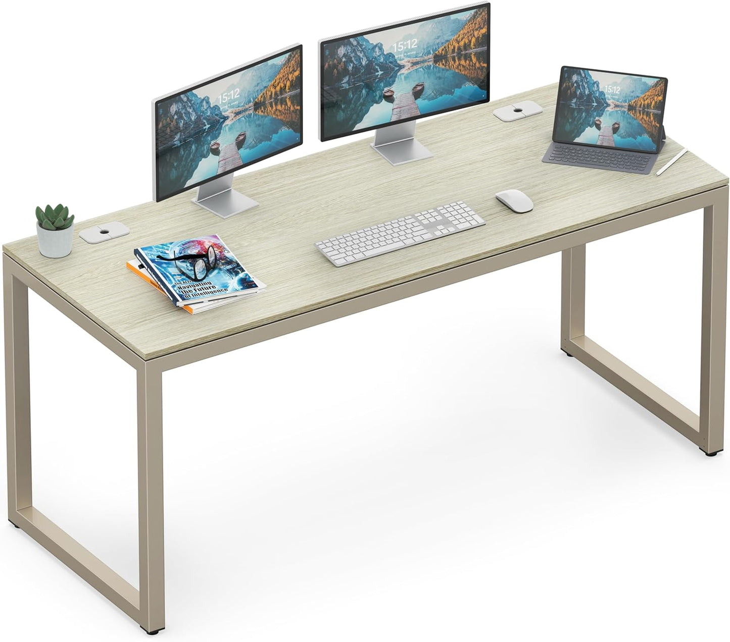 SHW 55-Inch Commercial-Grade Office Computer Desk, Maple