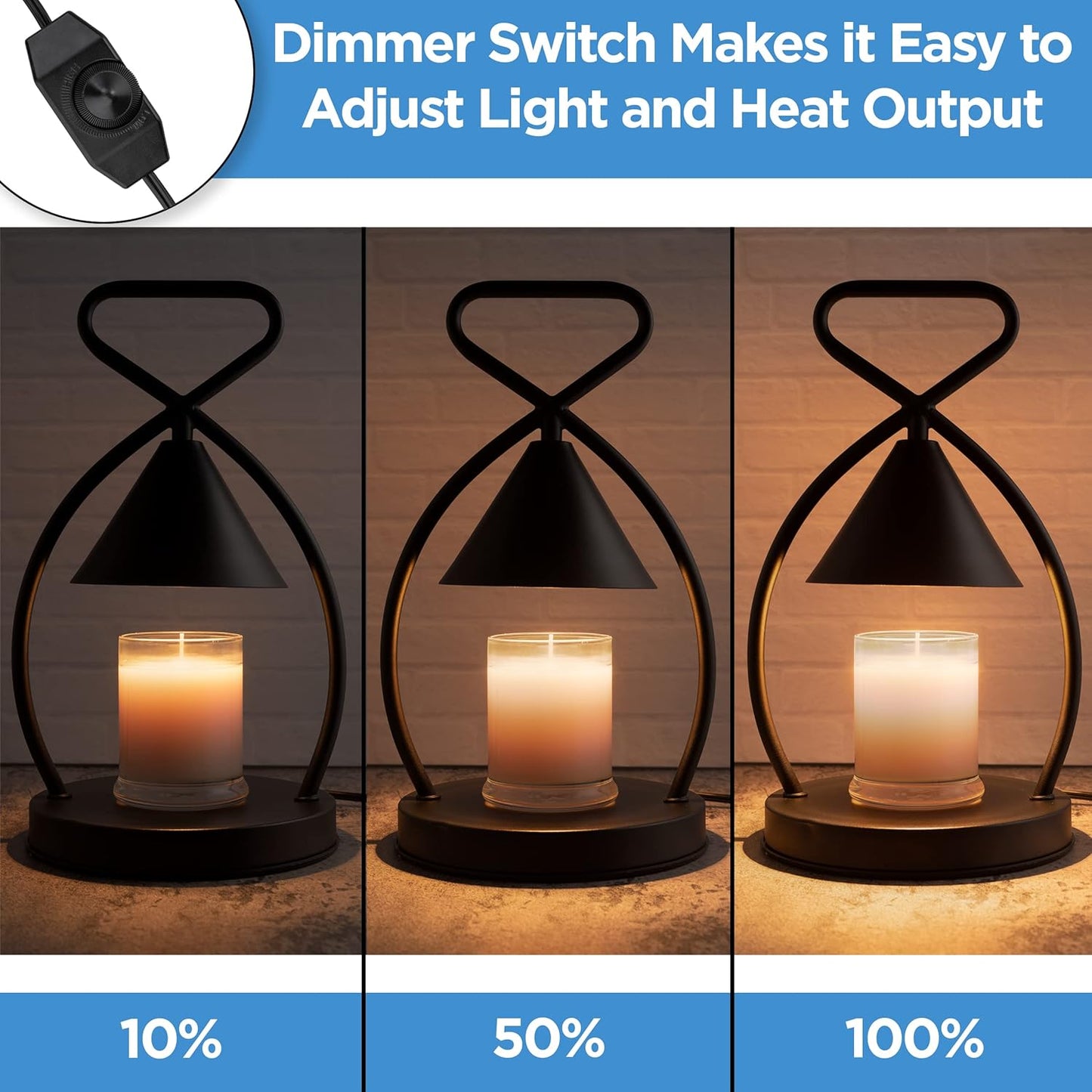 Candle Warmer Lamp with Timer - 1H, 2H, 4H, 2 Bulbs, Compatible with Jar Candles, Adjustable Light and Heat Output, Stylish and Modern Design for 2-in-1 Home Decor, Candle Warmer