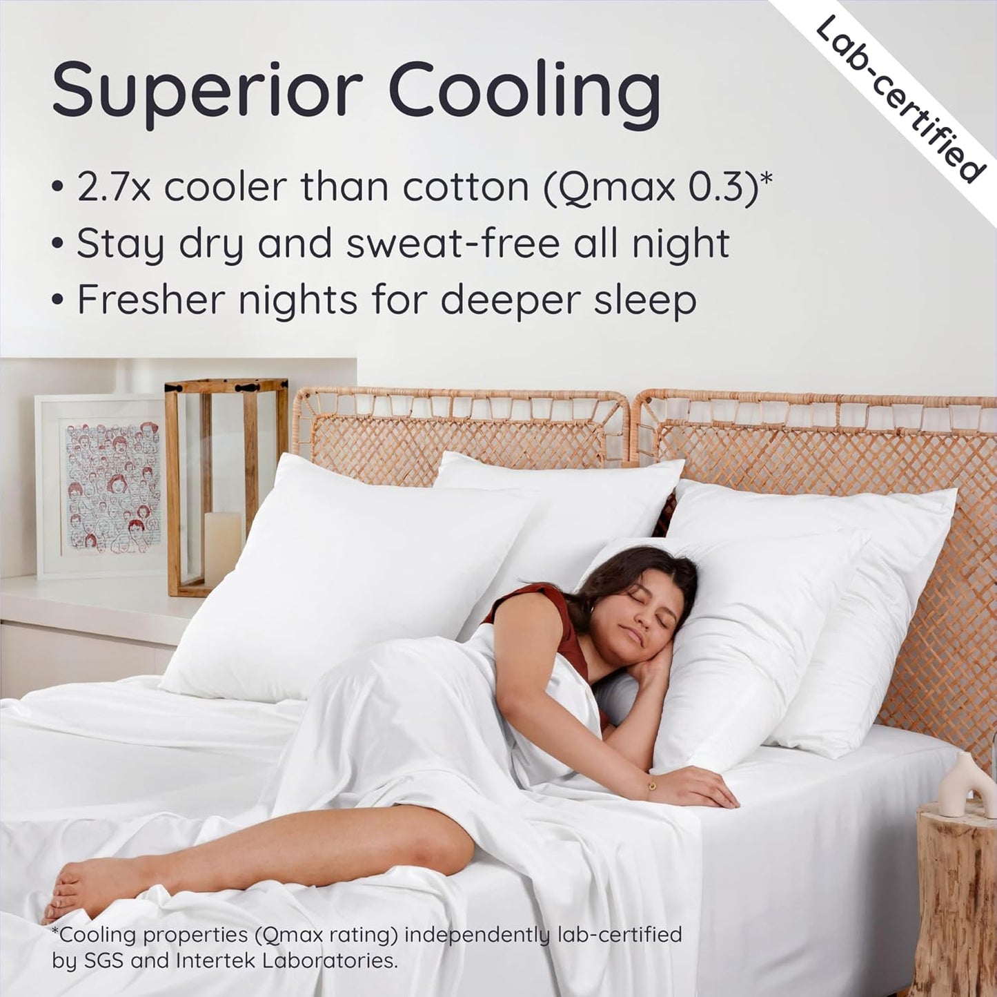 Bambaw 100% Viscose Derived from Bamboo Sheets Queen Size Deep Pocket Set – 4pcs Hotel Luxury Bed Sheets Set, Fits Up to 16'' with Elastic Corner Straps, Ultra Soft Cooling Sheets Queen Size (White)