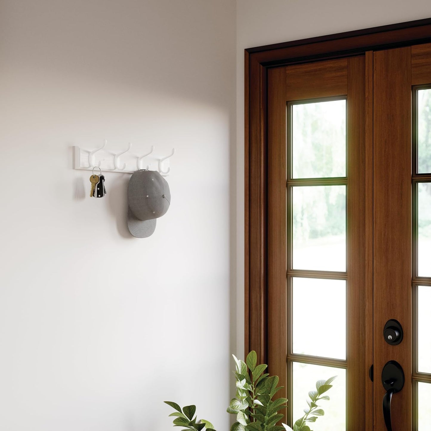 FRANKLIN BRASS Casual Curve Wall Mounted Pure White 16 in. Coat Rack, 4 Hooks, B46717K-PWW-C