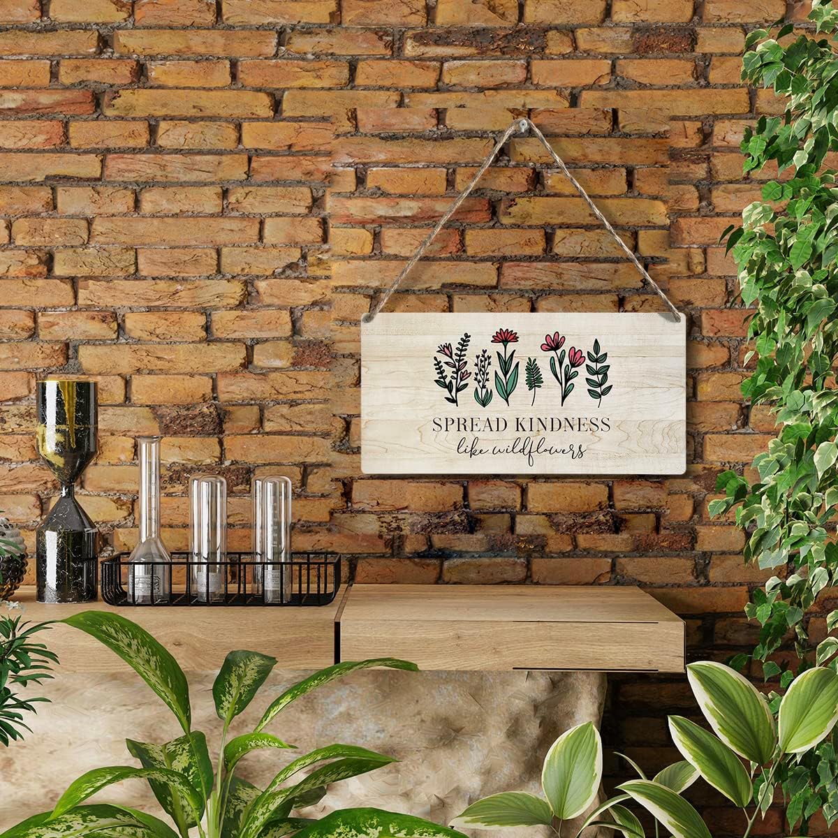 Spread Kindness Like Wildflowers Wooden Hanging Sign Inspirational Gifts for Women Birthday Gifts for Her Female Sign for Room Home Bedroom Decor 6x12 Inches