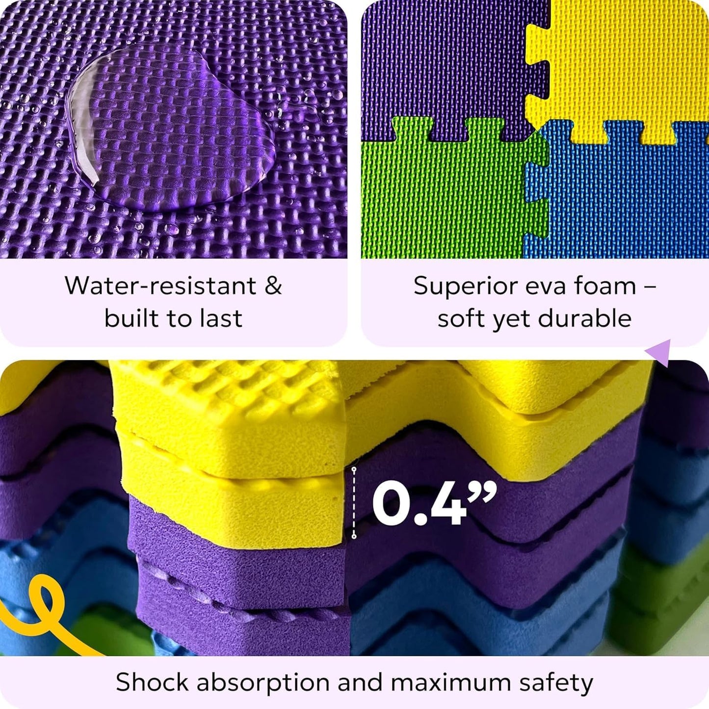 MioTetto Foam Floor Tiles for Kids - Non-Toxic Comfortable Baby Play Mat and Interlocking Foam Tiles, Fits with 50x50 Playpen Mat for Crawling & Development, Soft Play Mat for Babies 6-12 Months