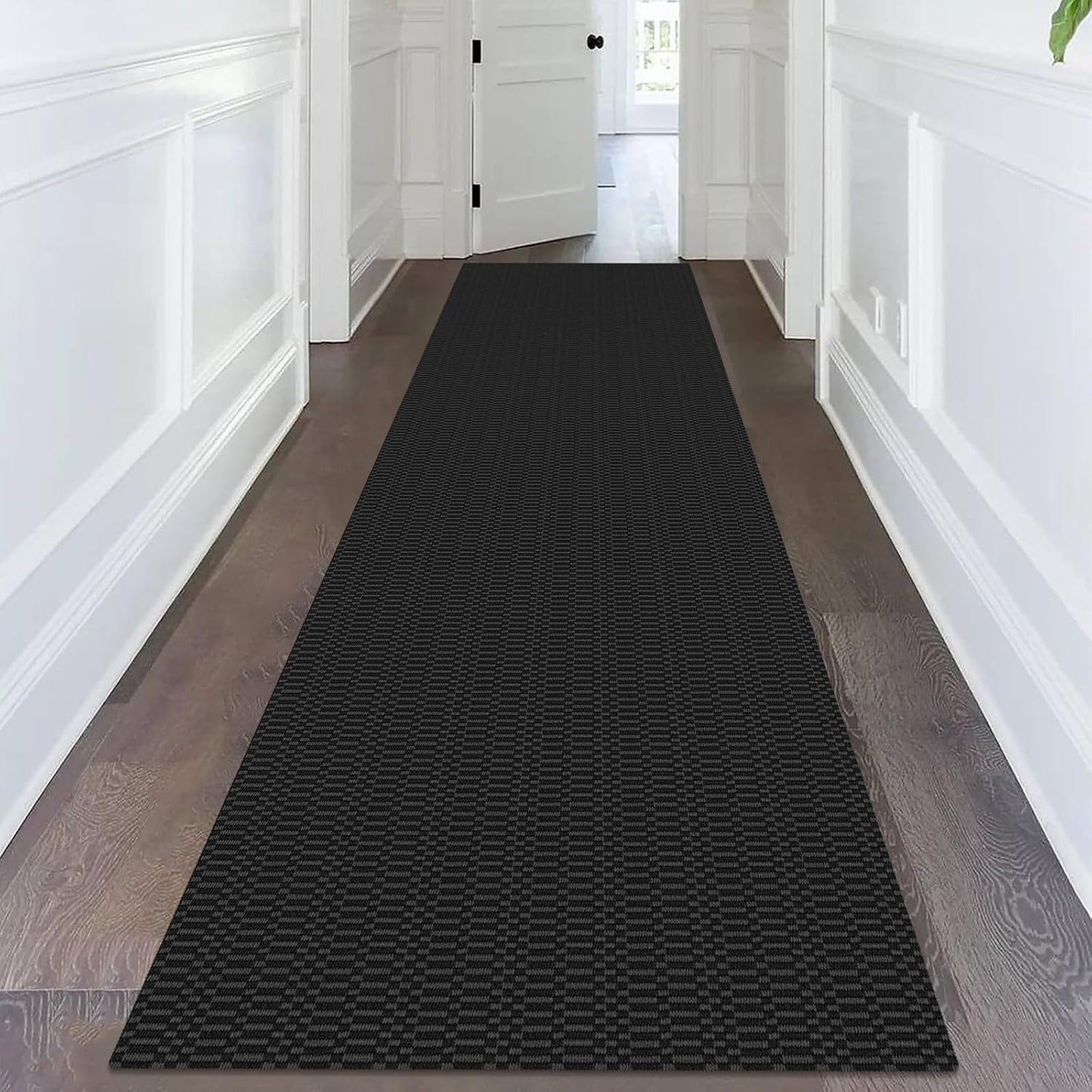 KOZYFLY Washable Runner Rug 3x14 ft Hallway Kitchen Runner Rugs with Rubber Backing Bobo Non Slip Entryway Runner Indoor, Long Carpet Runners for Hall Kitchen Entryway, Black/Grey