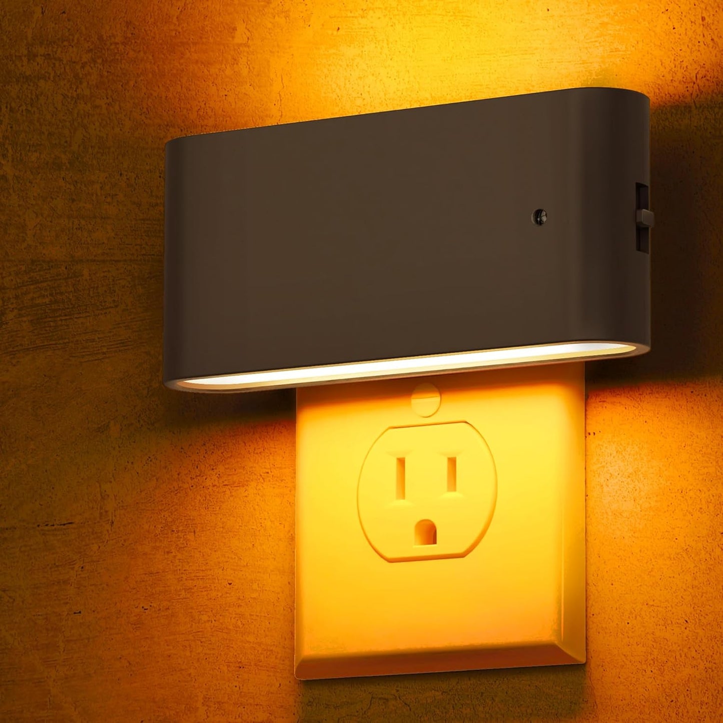 L LOHAS LED Night Light, 2 Pack Dimmable Modern LED Night Lights Plug into Wall,Dusk to Dawn Sensor Night Lights for Kid, 0-100LM 2000K Amber Nightlight for Hallway Bedroom Stairway