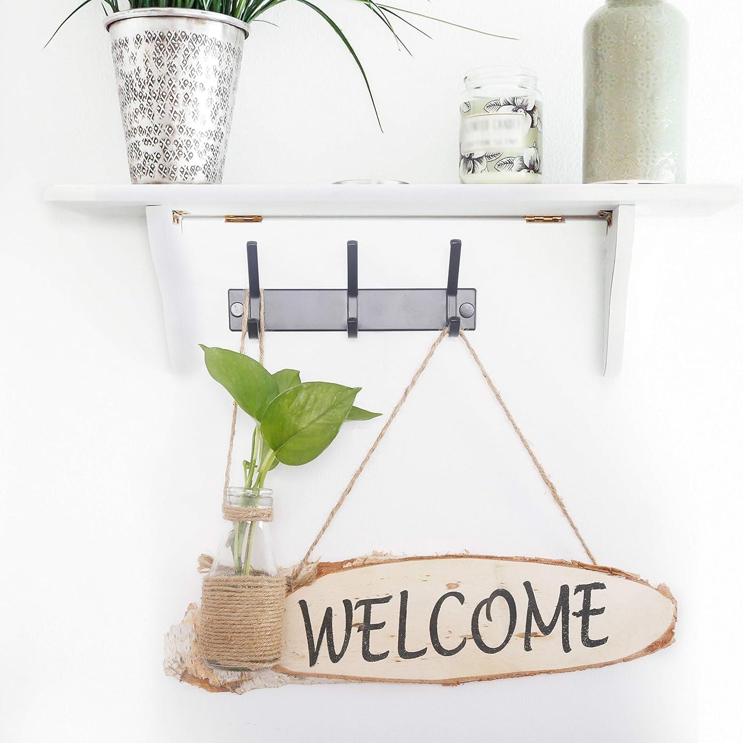 WEBI Coat Rack Wall Mounted,3 Coat Hooks for Hanging Coats,Heavy Duty Metal Hook Rack Hook Rail Coat Hanger Wall Coat Rack with Hooks for Clothes Entryway Jacket,Black